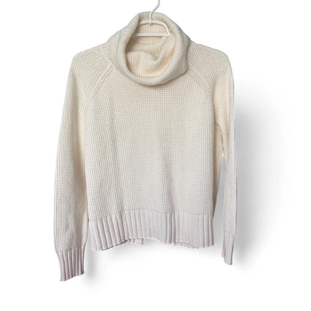 Madewell Women’s M Cream Merino Wool Cotton Chunky Knit Turtleneck Sweater